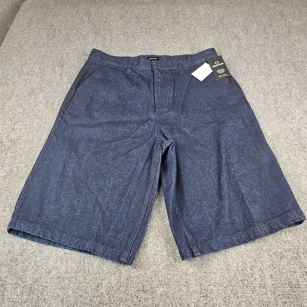 Brixton Baggy Fit Denim Shorts Mens 34 Indigo Blue Natural Dye NWT‎